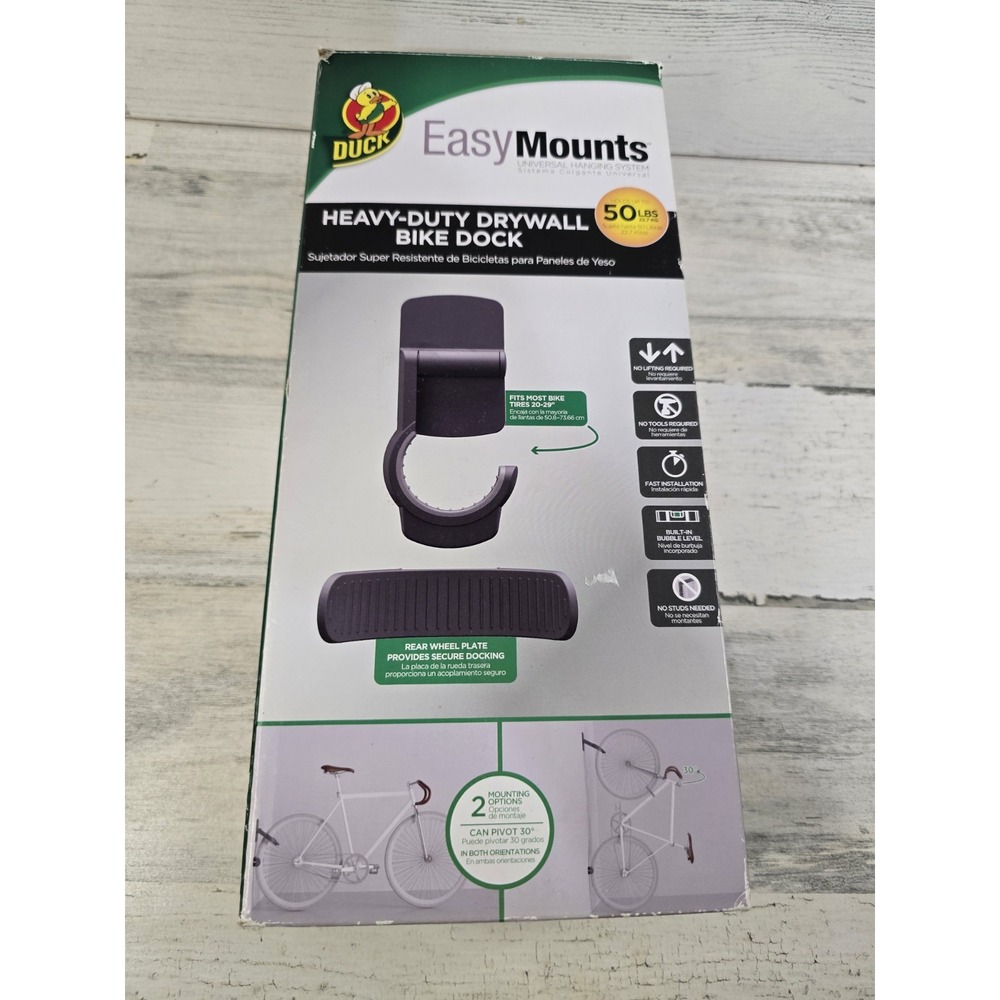 Duck EasyMounts Heavy-Duty Drywall Bike Dock 50lb Capacity No Tools Needed